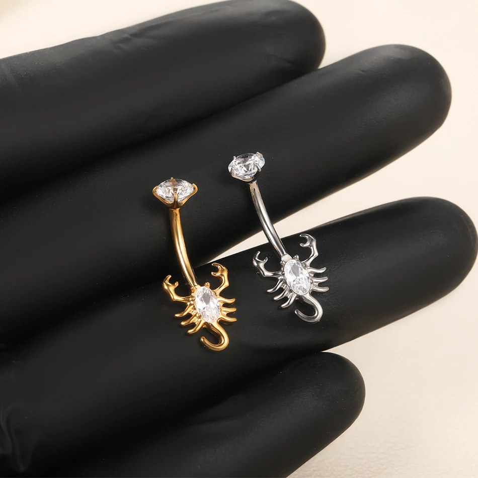 1/5 قطعة التيتانيوم العقرب كريستال البطن زر خواتم 14 جرام داخليا الخيوط استرخى البطن الثقب Ombligo السرة مسمار مجوهرات #3