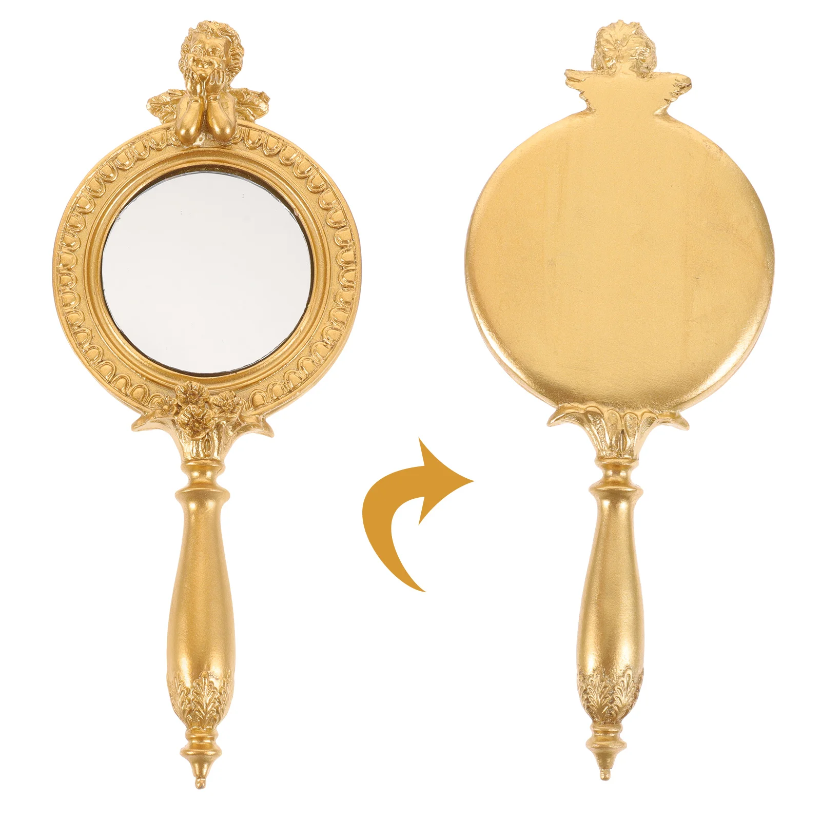 Vintage Handheld Mirror Portable Mirror Resin Handle Decorative Chic Design Long Term Use Gift for