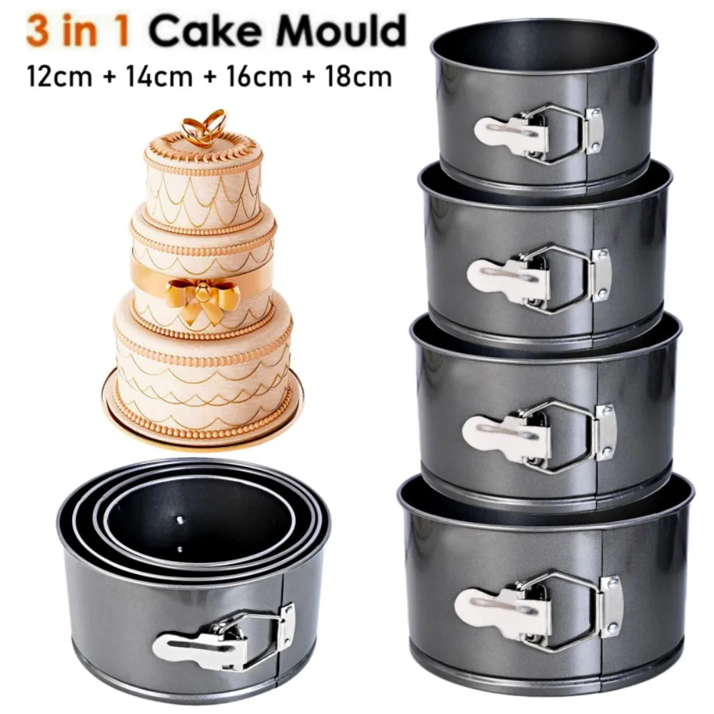 4-Pack Non-Stick Springform Cake Pans – Carbon Steel Cheesecake Molds with Removable Bottom, Bake Cakes, Pizzas, Cheesecakes