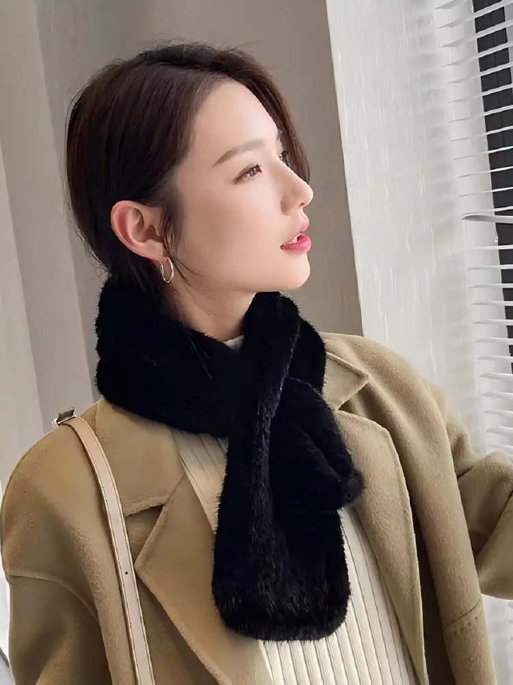 Fashion Women Winter Real Mink Fur Scarf Lady Warm Soft Genuine Mink Fur Scarf Fashion Luxury 100% Natural Mink Fur Scarves