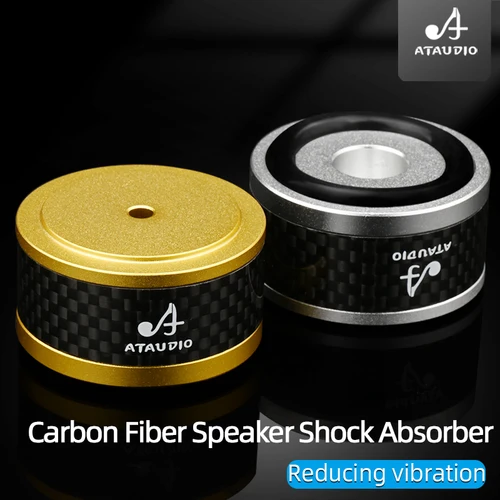 Imagen 2 del producto Amortiguador de altavoz de fibra de carbono HiFi, aleación de aluminio, soporte para pies, almohadilla para altavoz DAC, 4 Uds.