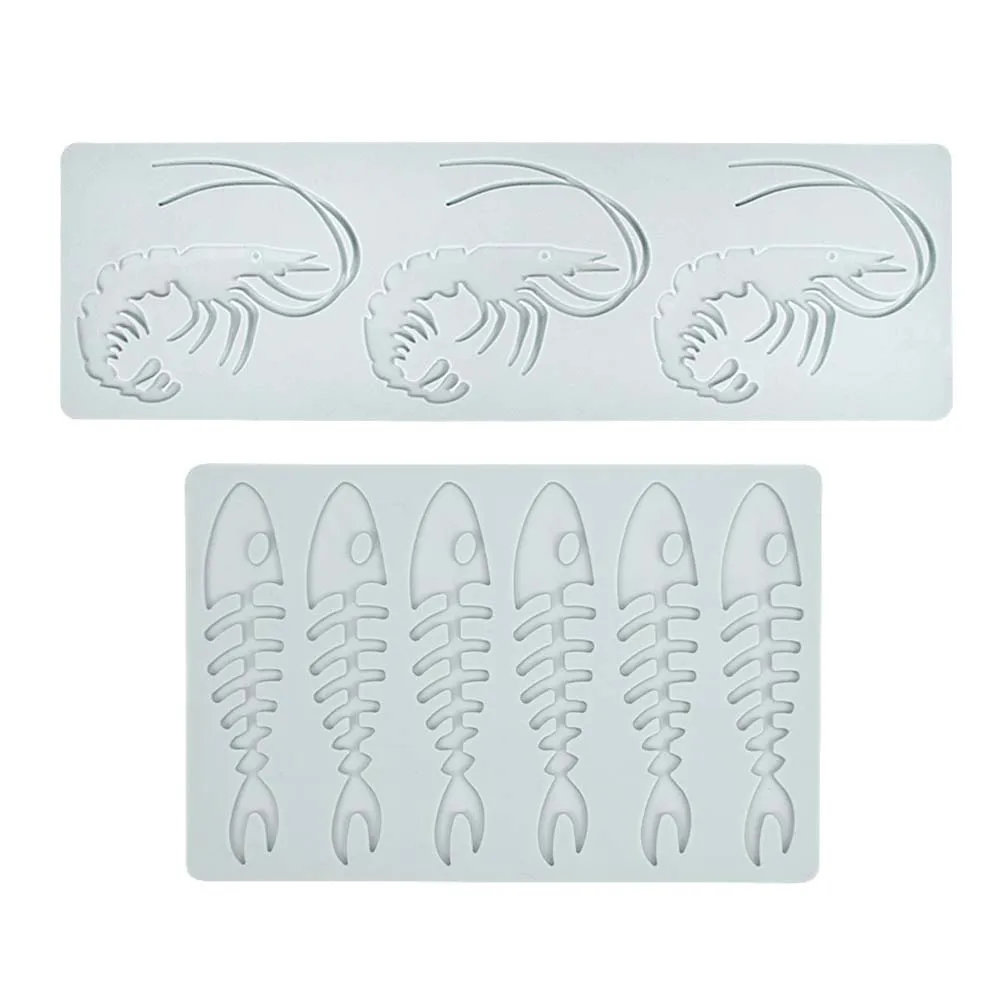 Seafood Fish Skeleton Cake Mold Shrimp Decorative Lace Mat Sugarcraft Silicone Pad Fondant Moulds Decorating Tools Baking Access