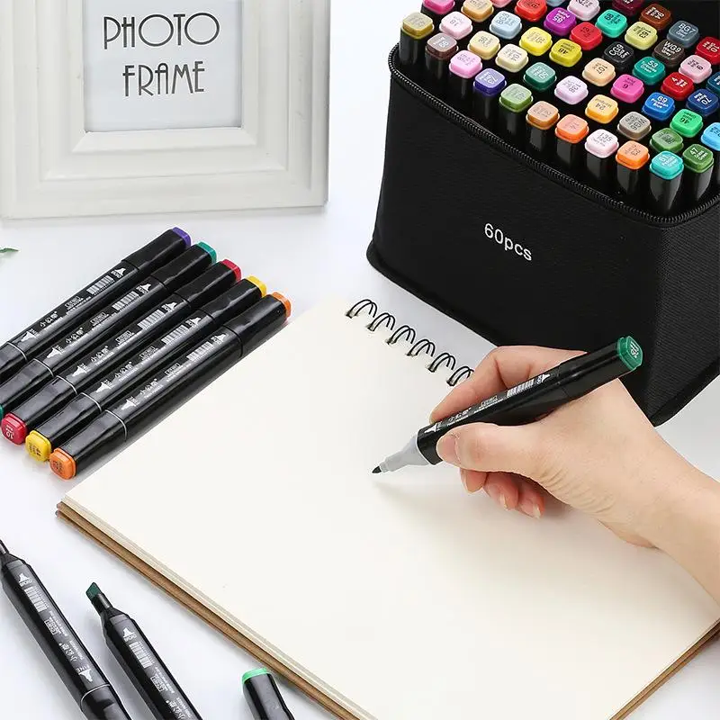 Modern School Drawing Sketch Markers Pen Set Twin Tip Alcohol Base Dual Headed Art Mark view 5