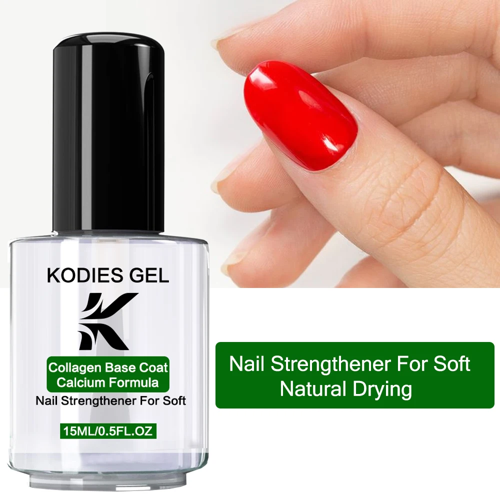 KODIES GEL Collagen Base Coat Formula Calcium Wzmacniacz do paznokci 15ML Szybkoschnący olej bazowy do paznokci do naprawy Manicure Care