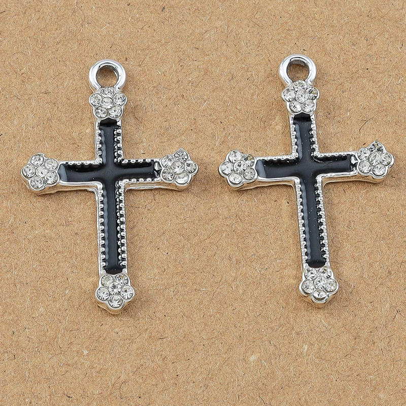 10 Stück 31*20mm Emaille Kristall Jesus Kreuz Charms Anhänger für die Herstellung von Ohrringen Halskette DIY Schmuck Zubehör liefert – Detail 3