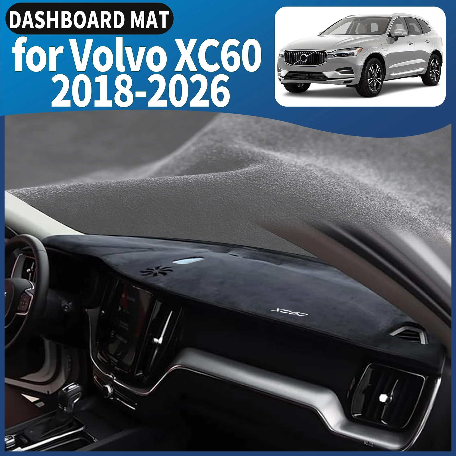 fit for Volvo XC60 2026 2025-2018 Car Dashmat Dashboard Cover Pad DashMat Sunshade Accessories Protective Carpet Leather