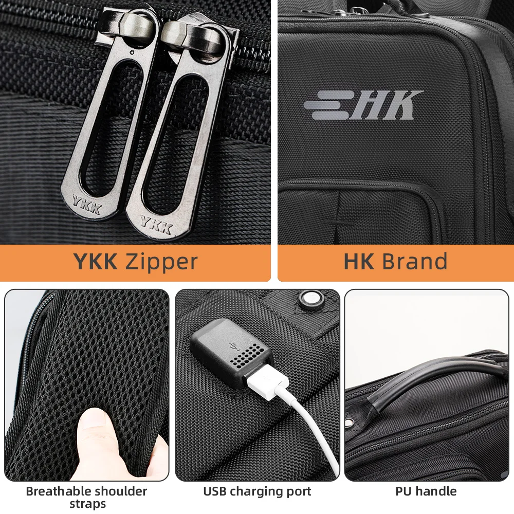 حقيبة ظهر للكمبيوتر المحمول Heroic Knight للرجال YKK متعددة الوظائف للعمل اليومي حقيبة ظهر للأعمال مقاومة للماء بسعة كبيرة حقيبة السفر