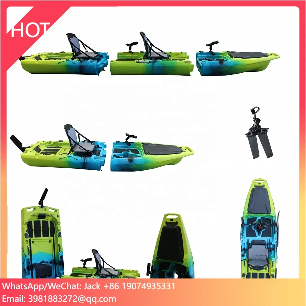 

2023 New Design Model 14Ft 3 Section Pedal Kayak Double Seat 2-Person Modular Kayak Fishing Made Durable Plastic Pedal Drive