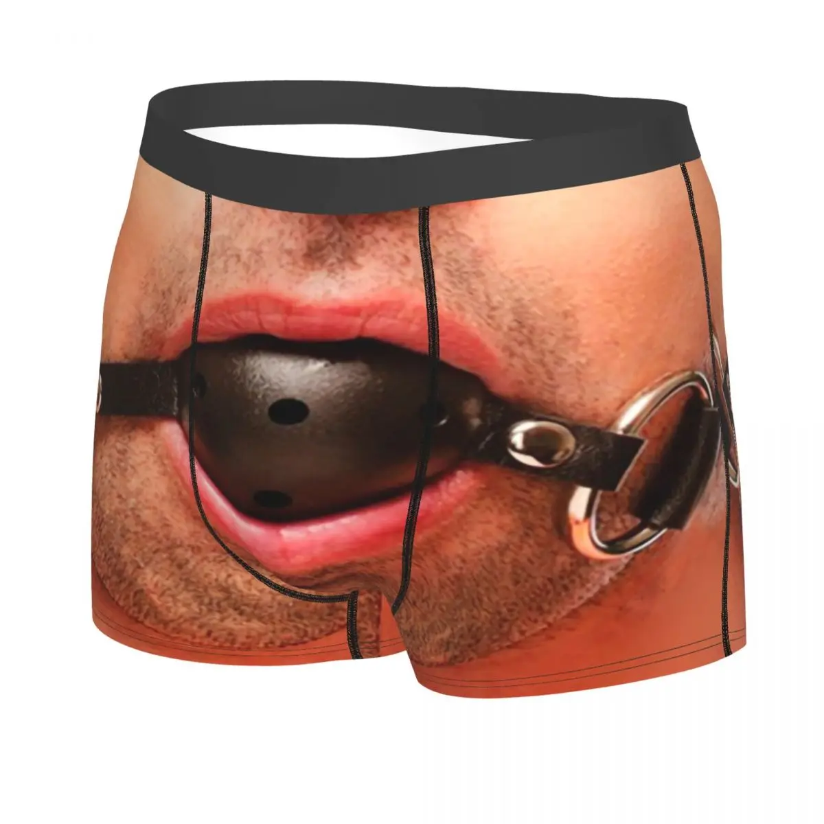 Gay Ball Gag Underwear Male Sexy Printed Customized BDSM Kink Sex Play Boxer Briefs Shorts Panties Breathbale Underpants