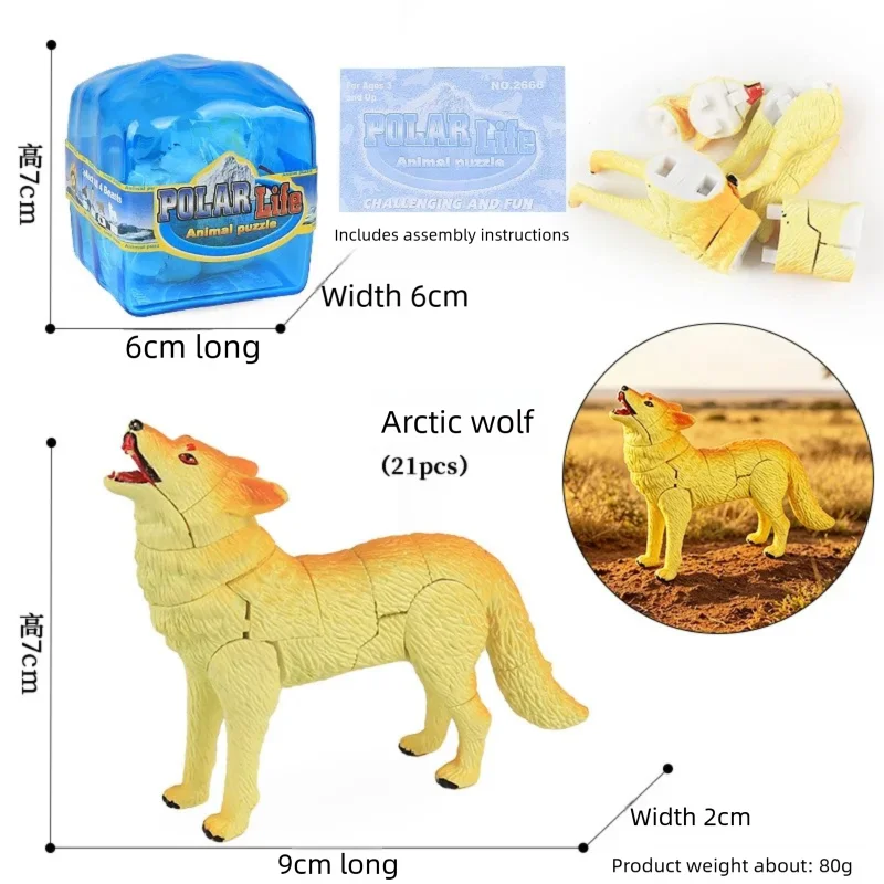 Oenux 4D Realistic Animals Assembly Puzzle Mammoth Rhinoceros Wolf