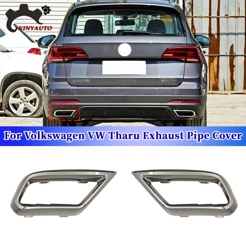

For Volkswagen VW Tharu 2019-22 Rear Bumper Chrome Muffler Trim Cover Rear cylinder Exhaust Pipe Frame Rear Exhaust Tail Throat