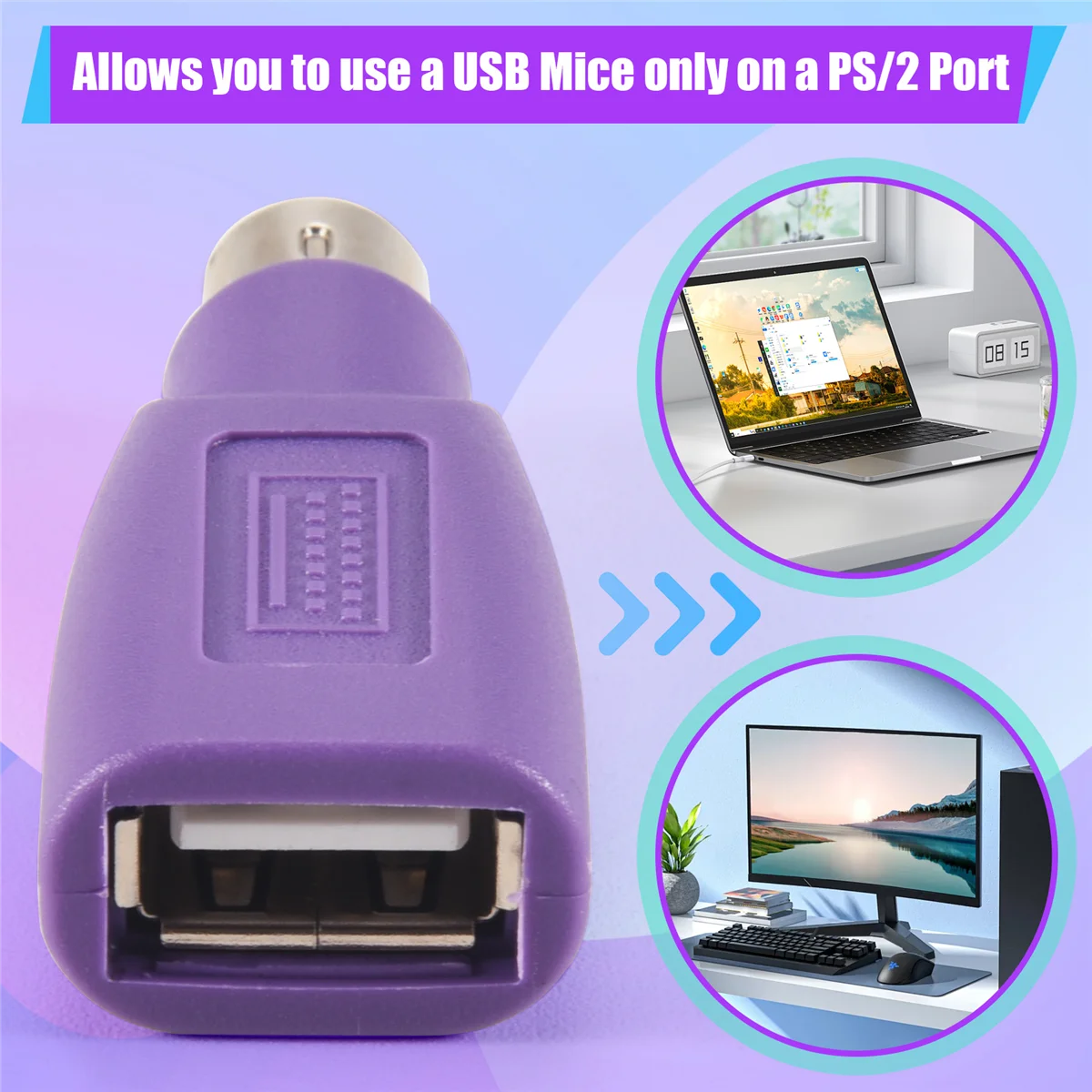 PS2 to USB Connector, Computer Mouse and Keyboard Mini Adapter, Mouse and Keyboard Converter