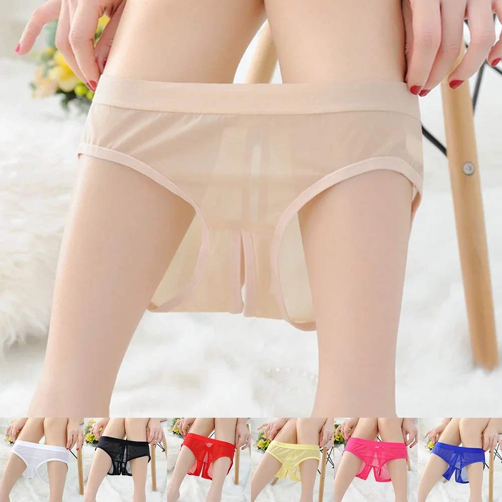 

Women Sexy Underwear Open Crotch Seamless Briefs Panties Lingerie Ladies Bow Low Waist Erotic Underpant