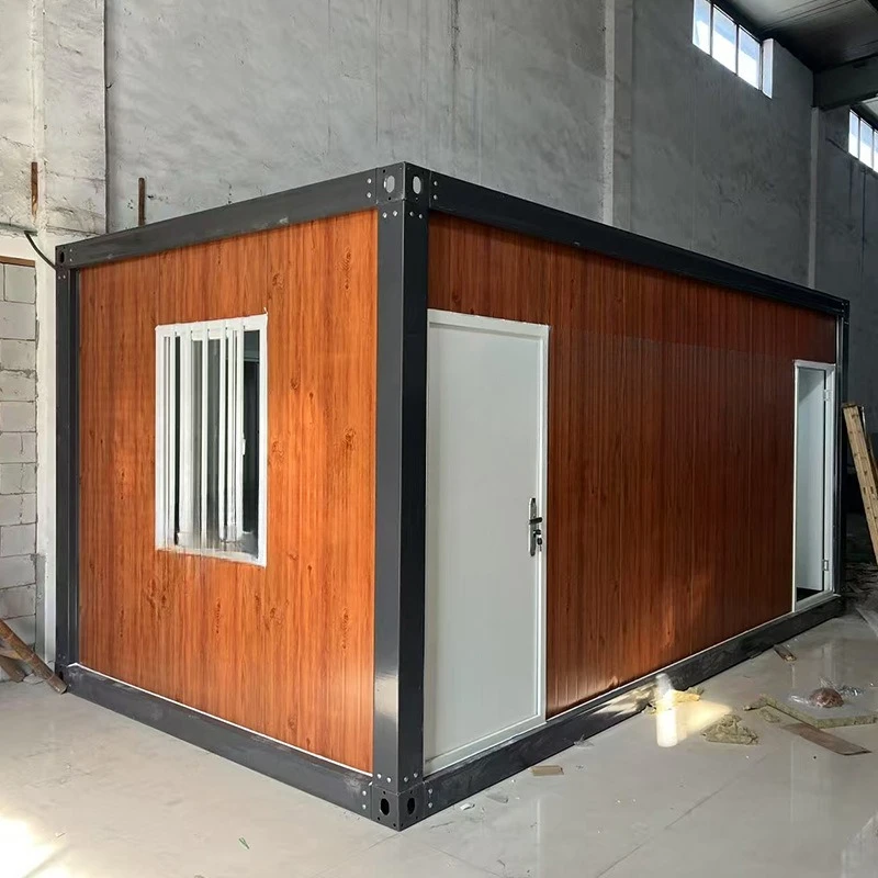 

Wood grain movable room with decoration, office mobile house, residential integrated house can be exported and assembled