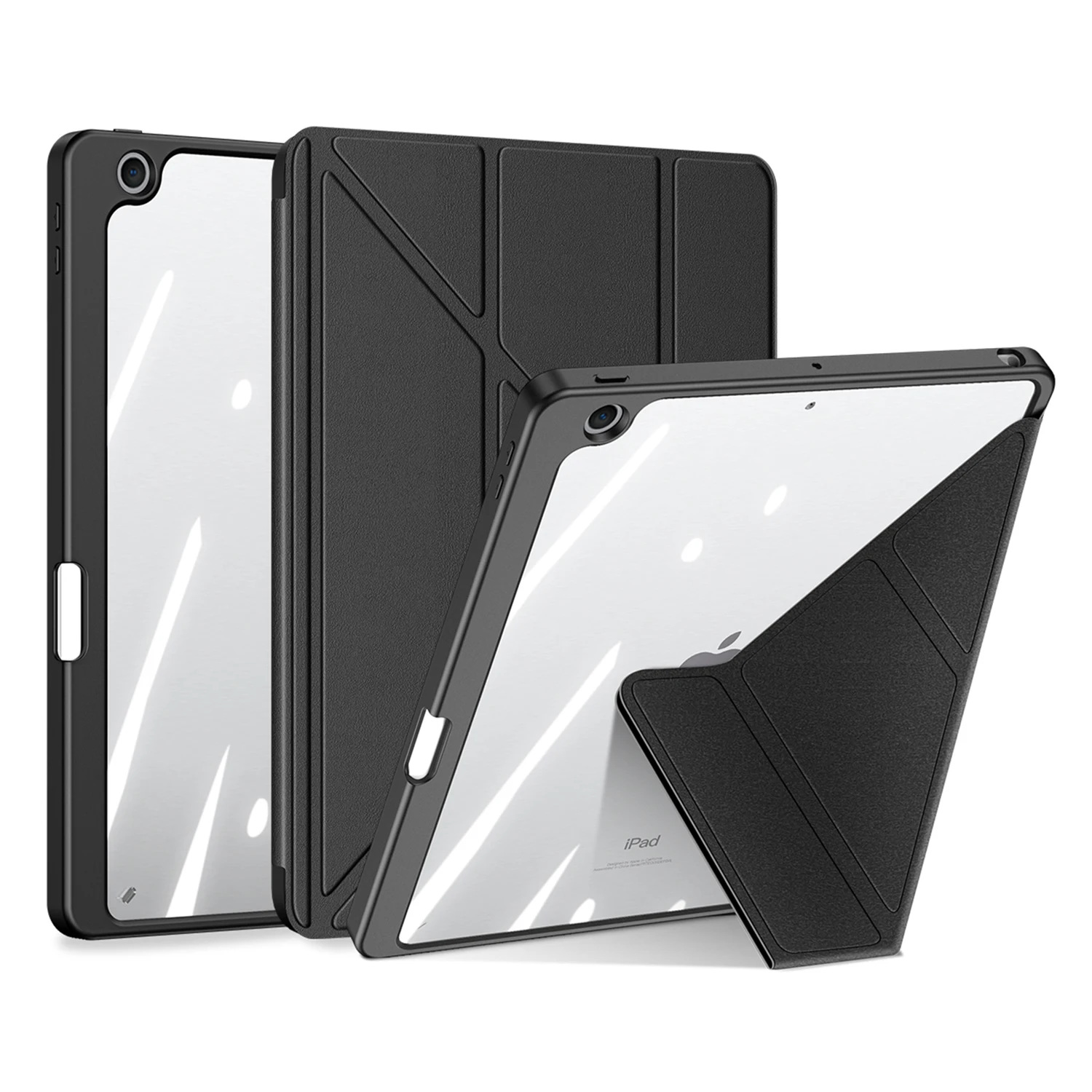 DUX DUCIS Magi Capa protetora para iPad 10.2 (2019) / (2020) / (2021) Suporte dobrável em V Couro antiarranhões + PC + TPU Tablet Capa Supp