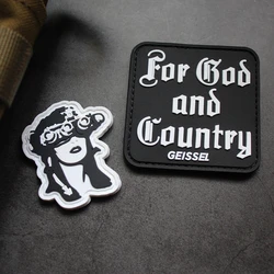 For God and County 3D PVC Luminous Patches Nods Girl Rubber Tactics Badges For Clothing Backpack Decorate
