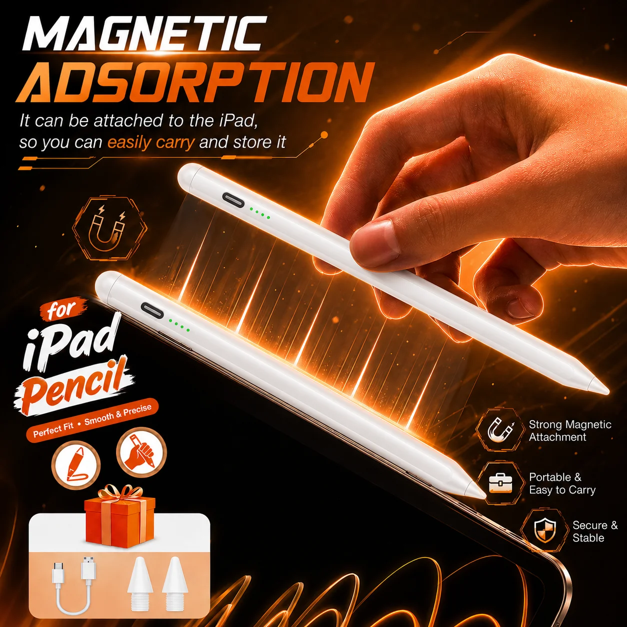 For Apple Pencil No Bluetooth Stylus for IPad 11th A16 Pro M4 Air Touch Pen with Palm Rejection Rechargeable Capacitive Stylus