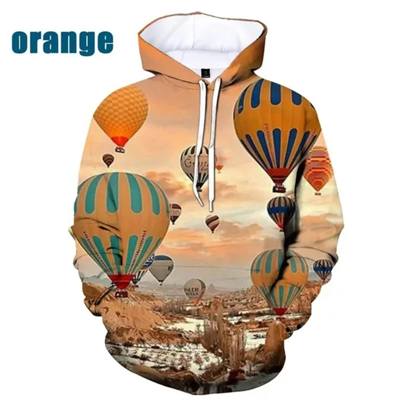 

New 3D Hot Air Balloon Printed Pop Hoodies For Men Children Funny Cute Hooded Swearshirts Women Fashion Y2k Harajuku Pullovers