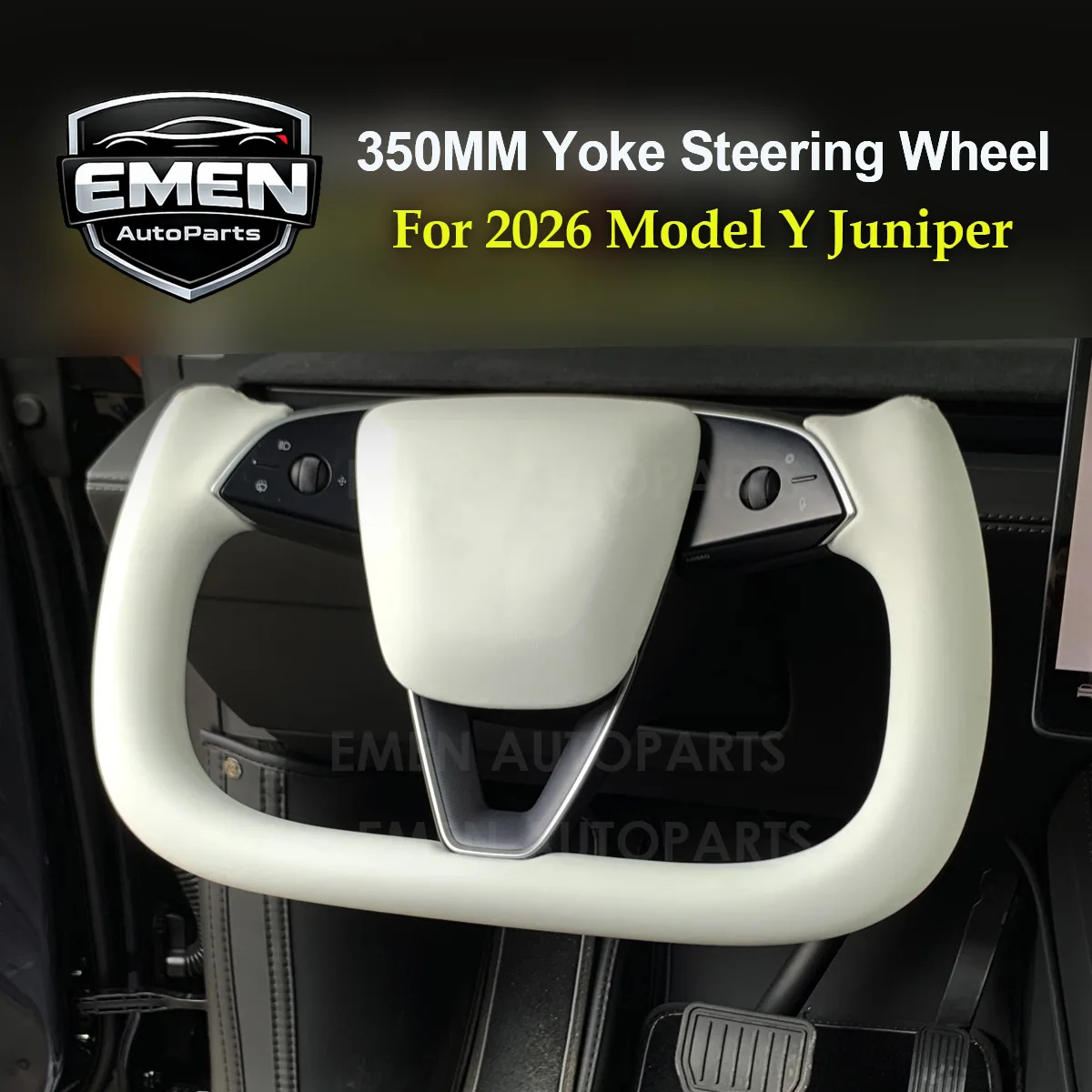 Руль с хомутом 350 мм для Tesla New Model Y Juniper YL 2026, с подогревом, из премиальной кожи наппа, спортивный гоночный руль.