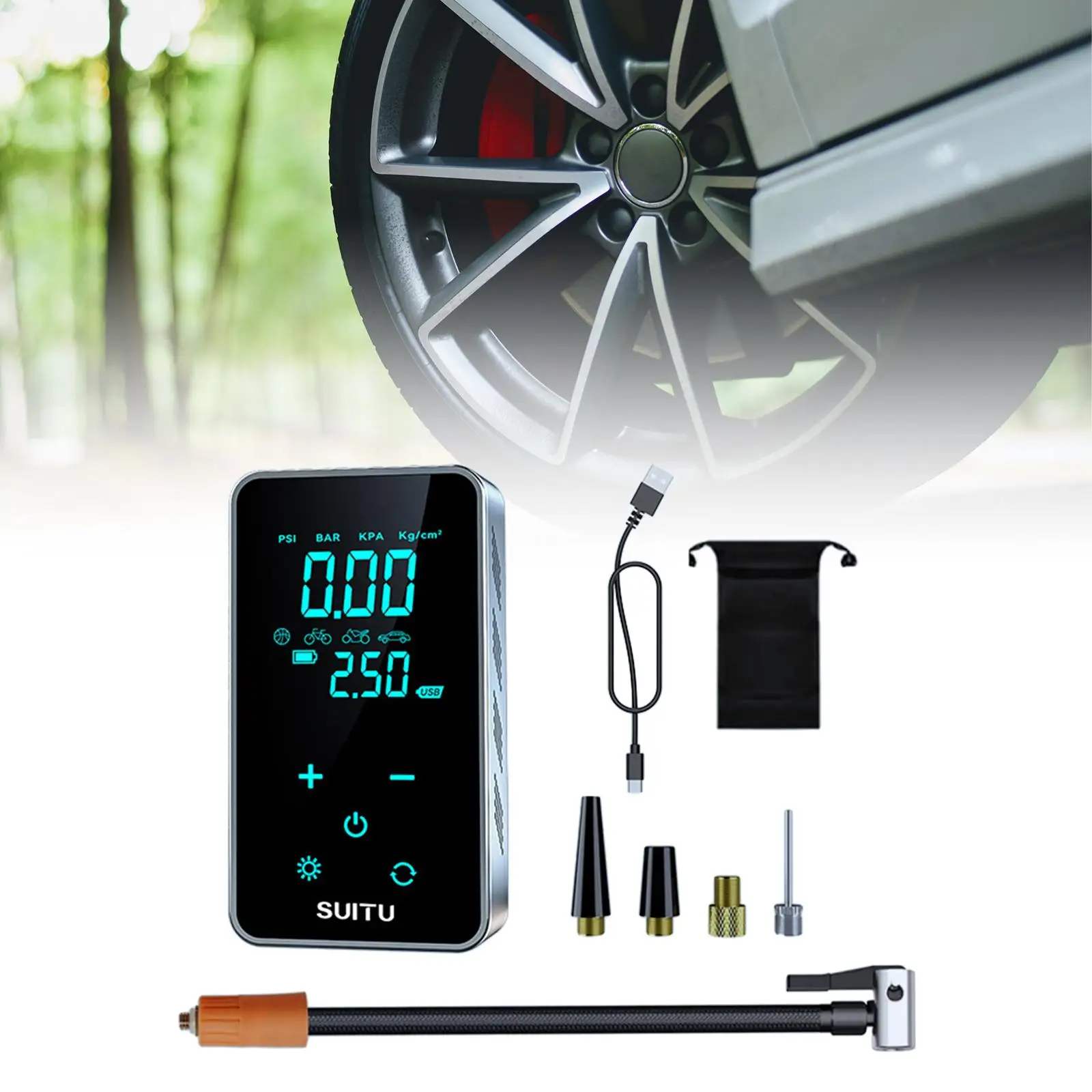 Tire Pump Swimming Rings Fast Inflation Multifunctional Compact Charging Stop