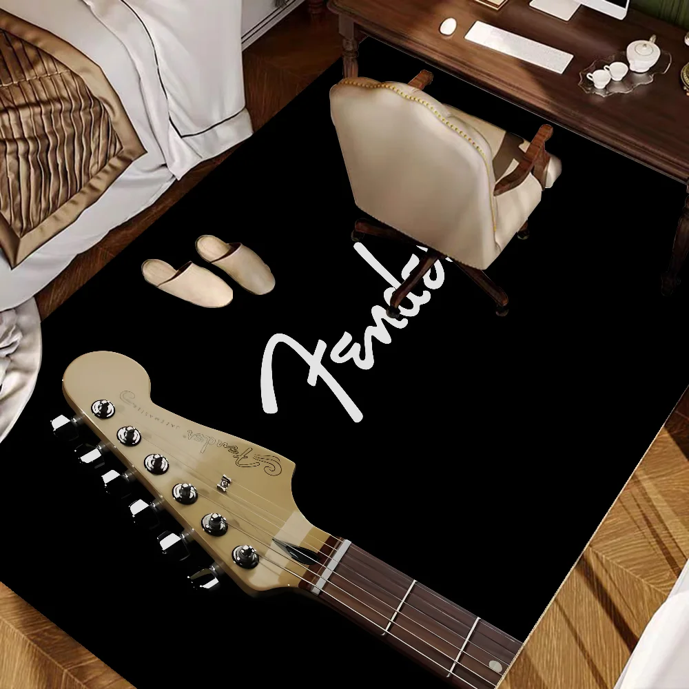 F-Fender Guitar Floor Mat Non-Slip Laundry Room Mat Laundry Decor Balcony Child Living Room Bedside Mats