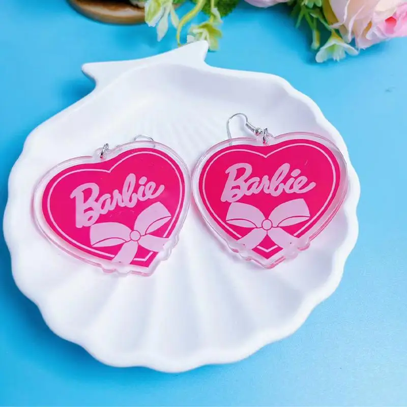 Creative Barbie Acrylic Earrings Accessories Kawaii Cute Girl Sweet Love Pendant Earring Valentine's Day Gift for Girlfriend Toy