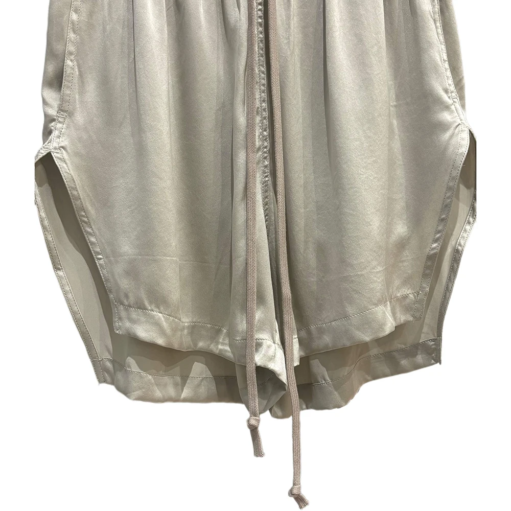 الحرير المرأة تي شيرت Y2K غير المتماثلة الحرير الساتان الرباط أنيقة الركاب عادية تنوعا السراويل 2025 خريف جديد وصول