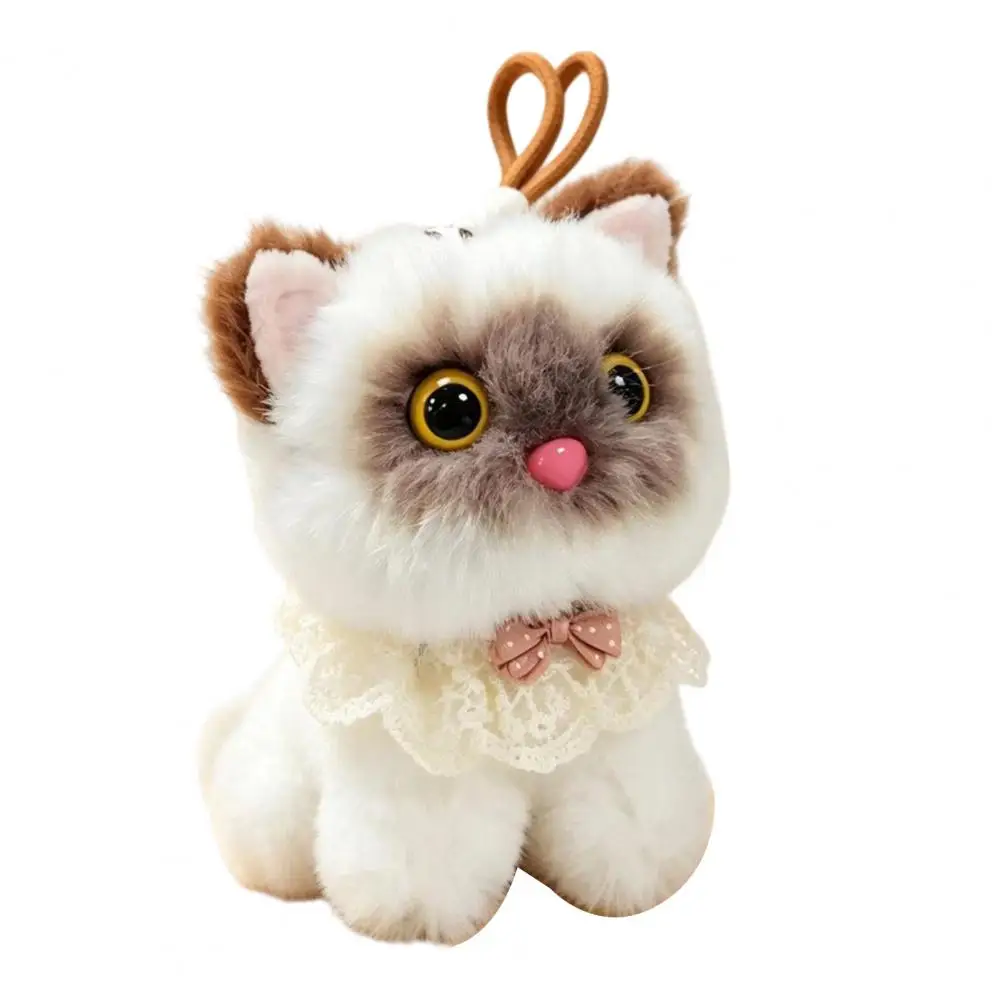 Plush Cat Toy Cat Plush Keychain with Wagging Tail Meowing Kitten Pendant Cute Bag Charm Comfort Gift for Girls Cute Meowing Cat