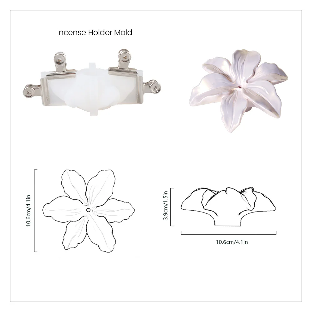 Nicole Incense Holder Concrete Silicone Mould Lily of Purity Incense Burner Cement and Gypsum Making Mould Room Decor