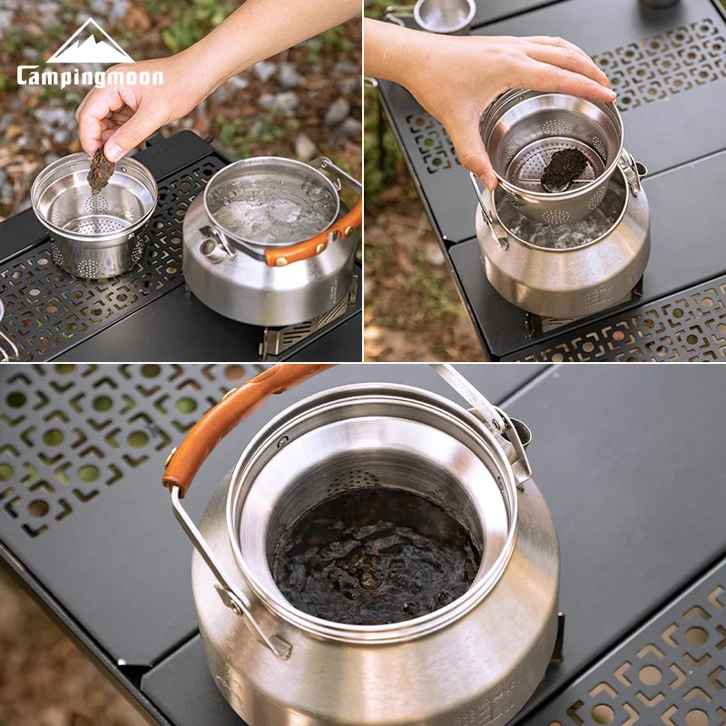 

CAMPINGMOON SW-1V: Многофункциональный чайник/заварник из нержавеющей стали с отсеком для фильтра и инфузора для кемпинга