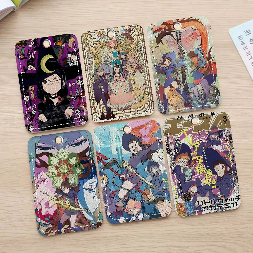 Anime L-Little Witch Academia Style PU Access Card Holder with Keychain - Executive Protection for Bank card,Subway, Bus Card