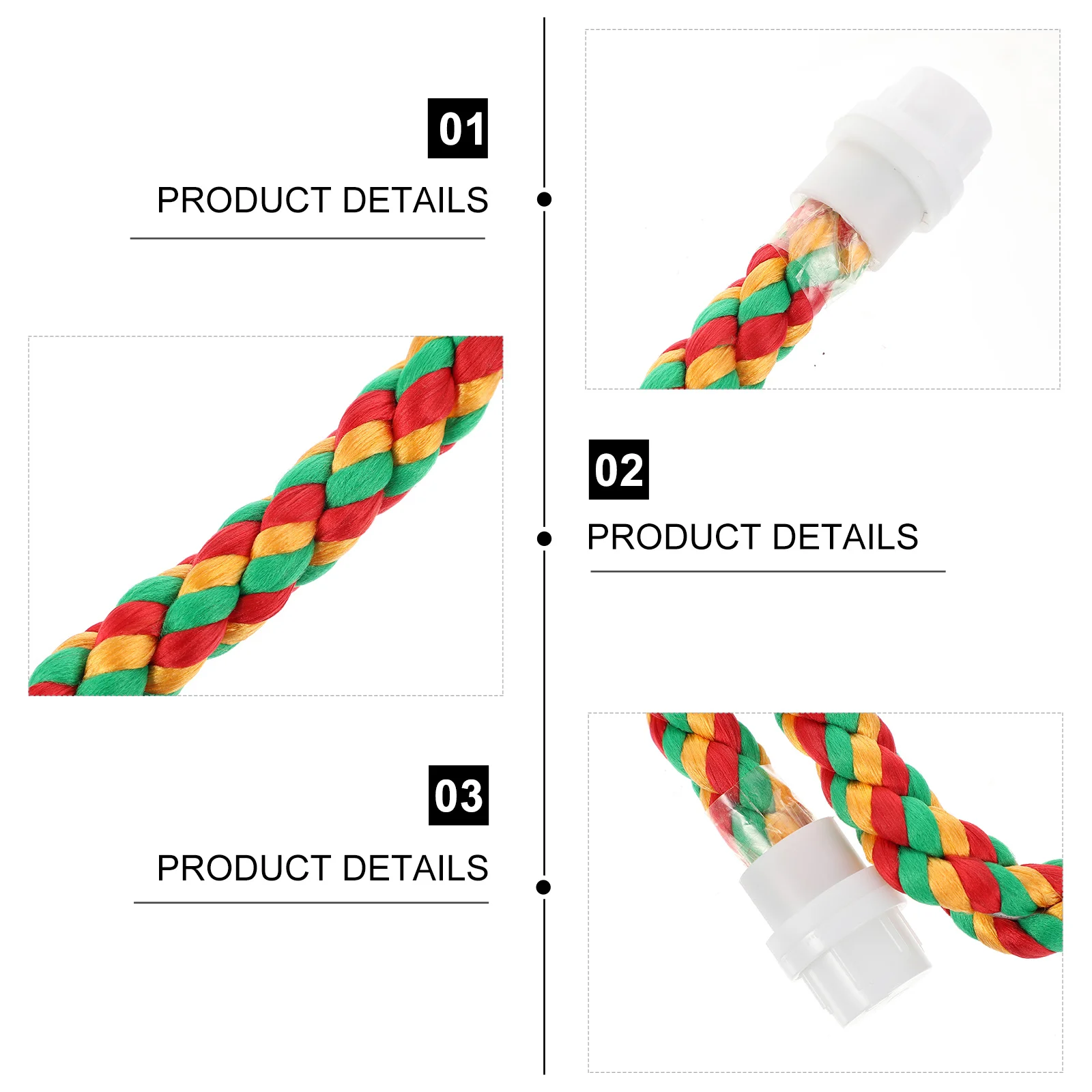 

2Pcs Cotton Rope Perch Set for Birds Multi-Use Chew Climbing Swing Stand Bright Color Birdcage Accessory Parrot Cage Play