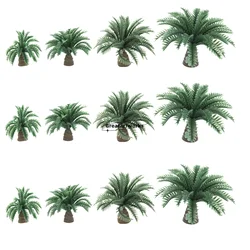 20pcs Mini Dwarf Coconut Palm Trees Scenery Models 2.5/3/3.5/4cm Resin Bush Artificial Forest Diorama Railway Sand Table Craft