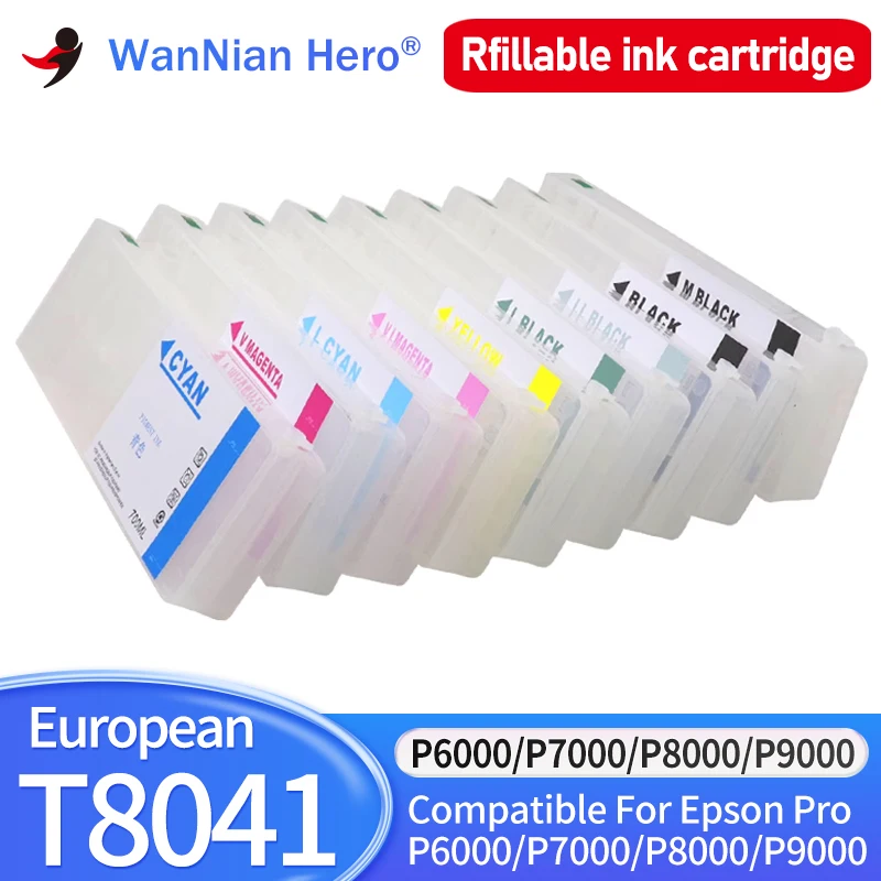 European Empty Refill Ink Cartridge With Chip 700ML Compatible For EPSON P6000 P7000 P8000 P9000 Printer T8041 T8049 T804A T804B