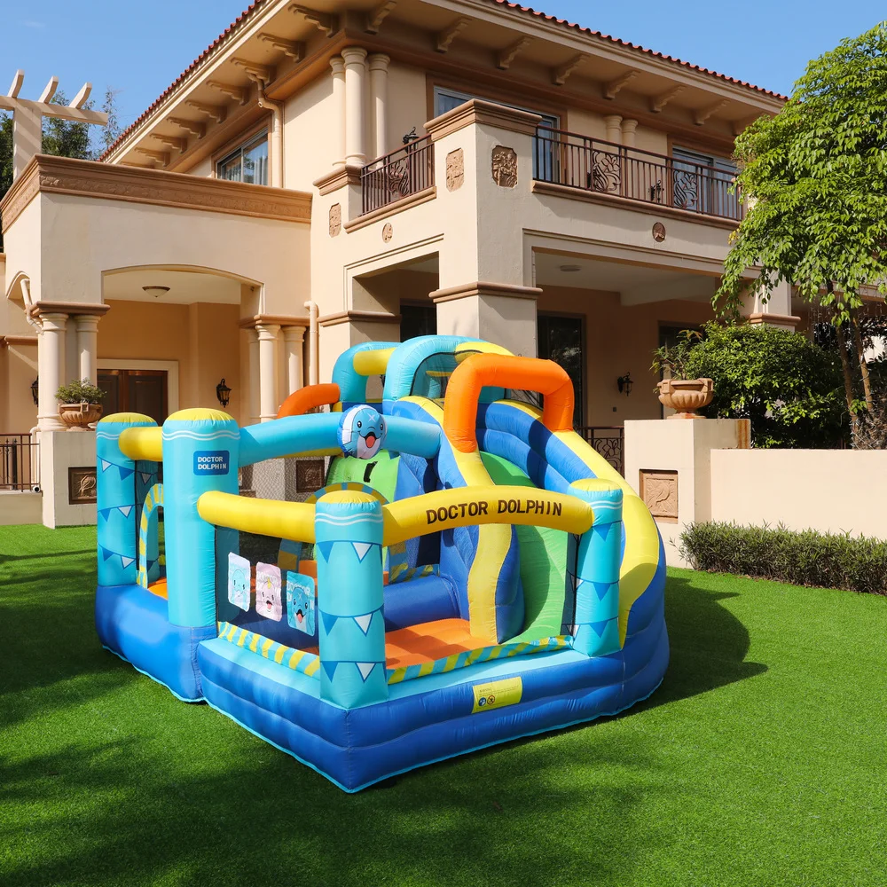 Outdoor Gaming Family Party Children Inflatable Bouncy Castle House With Blower Inflatable Slide Home Use