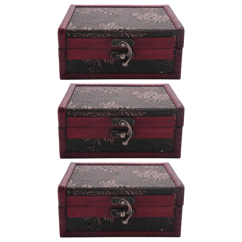 

3X Treasure Box Treasure Chest For Gift Box,Cards Collection,Gifts And Home Decor