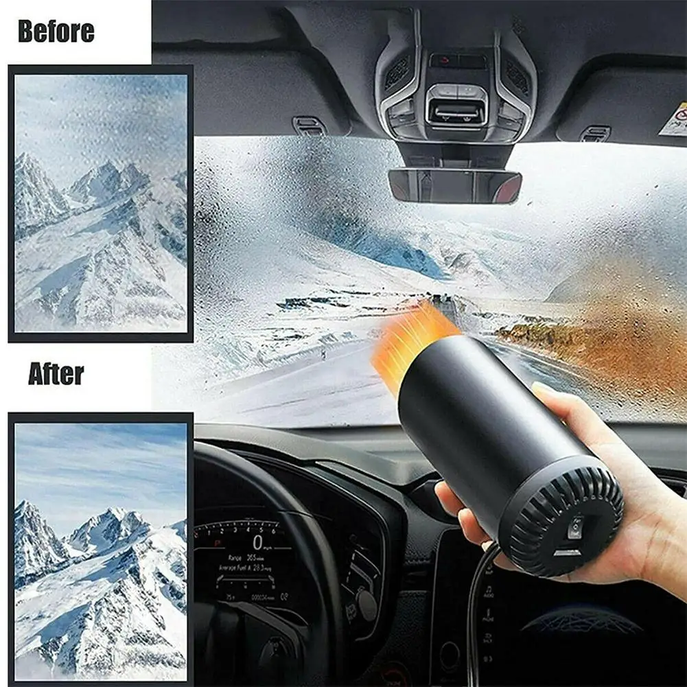 12/24V Car Heater Demister Defogger Windshield Heater Frost Fog Heating Removal Auto Fan Snow Cooling Machine Accessories O0D6