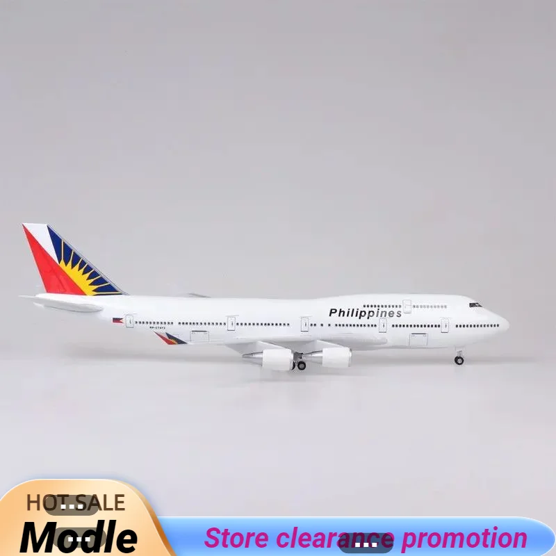 1:150 Scale 47CM Diecast Model Philippine Airlines Boeing 747 Resin Airplane Airbus With Light And Wheels Toy Collection Display