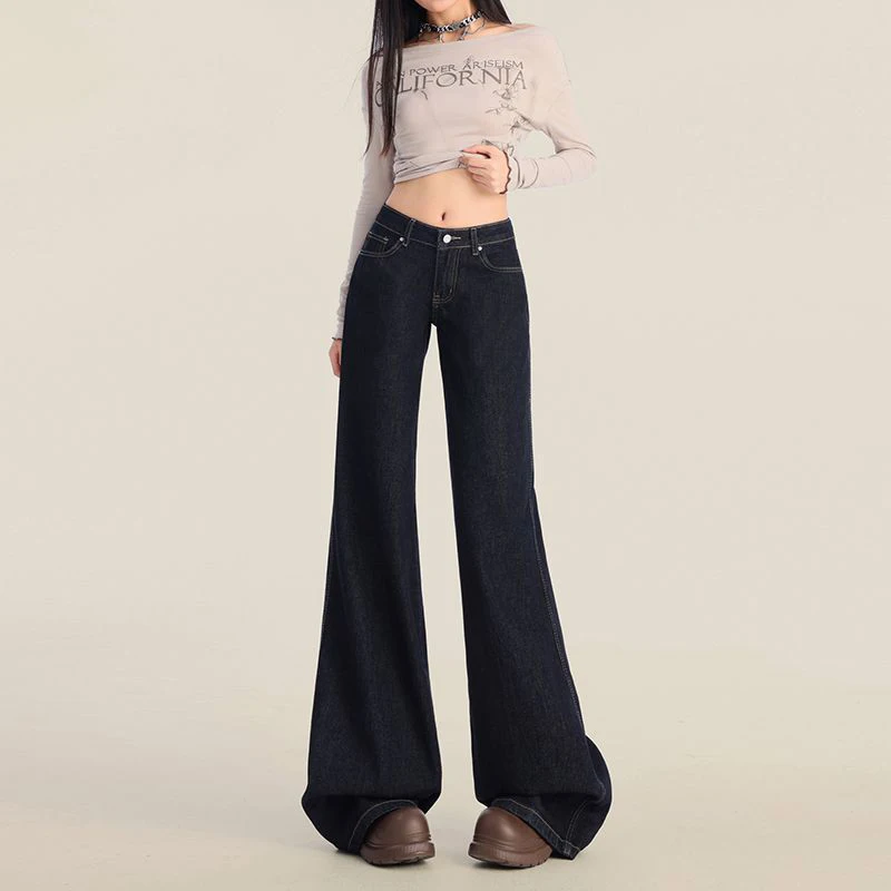 WCFCX STUDIO Women's Micro Flared Jeans Casual Versatile Wide Leg Pants Streetwear Vintage Female Casual Denim Trousers