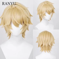 RANYU-peruca reta curta sintética, loura e amarela, peruca de cabelo cosplay para festa, honkai Star Rail, Gepard Landau