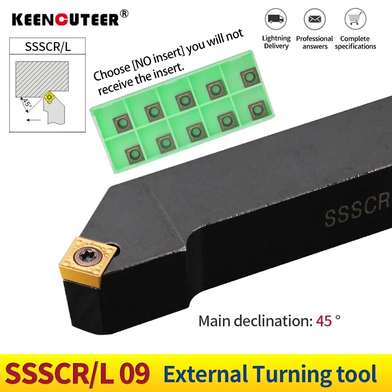 

1pc SSSCR1616H09 SSSCR2020K09 SSSCL2525M09 External Turning Tool Holder SCMT Carbide Inserts Lathe CNC Cutting Tools Set
