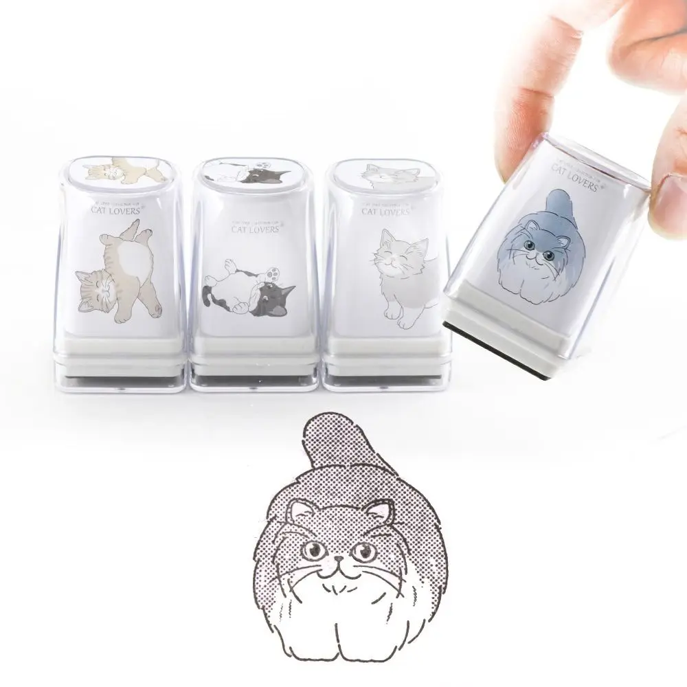 Animal Pattern Cat Decoration Stamp DIY Craft Hand Account Pet Cat Stamp Kawaii Junk Journal Cat Figure Seal Photo Album