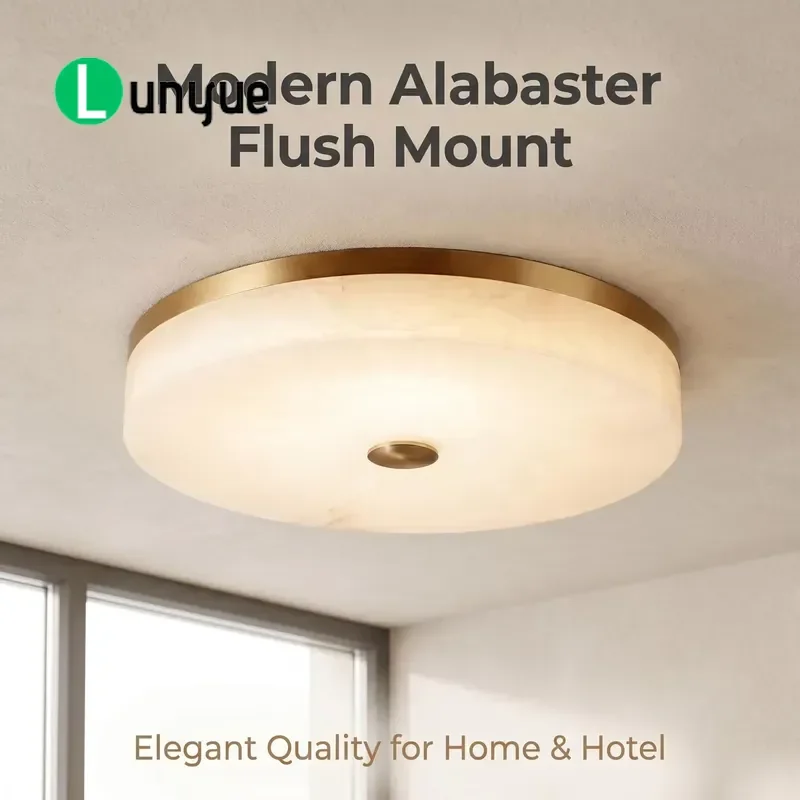 Luxury Natural Alabaster LED Ceiling Light Embedded Rectangle Interior Lighting Custom Size