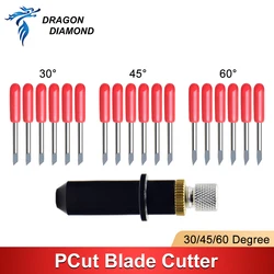 30 45 60 Degree 5pcs Plotter Blade Vinyl Cutter for PCut Blade Plus 1pc Blade Holder Smooth Milling Cutter Carving Tools