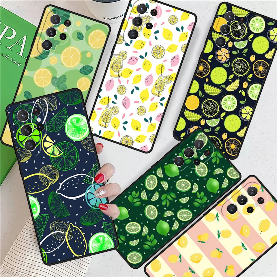 Cartoon Lemon Avocado Peach Fruit For Samsung Galaxy S24 Ultra S21 S22 S8 S9 S10E Note 10 20 Plus FE S23 Phone case Cover Coque