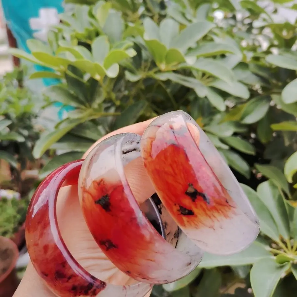 Widening Jade Bangles Natural Chicken Blood Self-generating Copywriting Bracelet Decoration Handcrafts Fine Jewelry Gifts