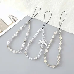 Versatility Star Love Anti Loss Wrist Strap Phone Case Rope Accessories Fashion Pearl Bow Mobile Phone Lanyard Jewelry for Women