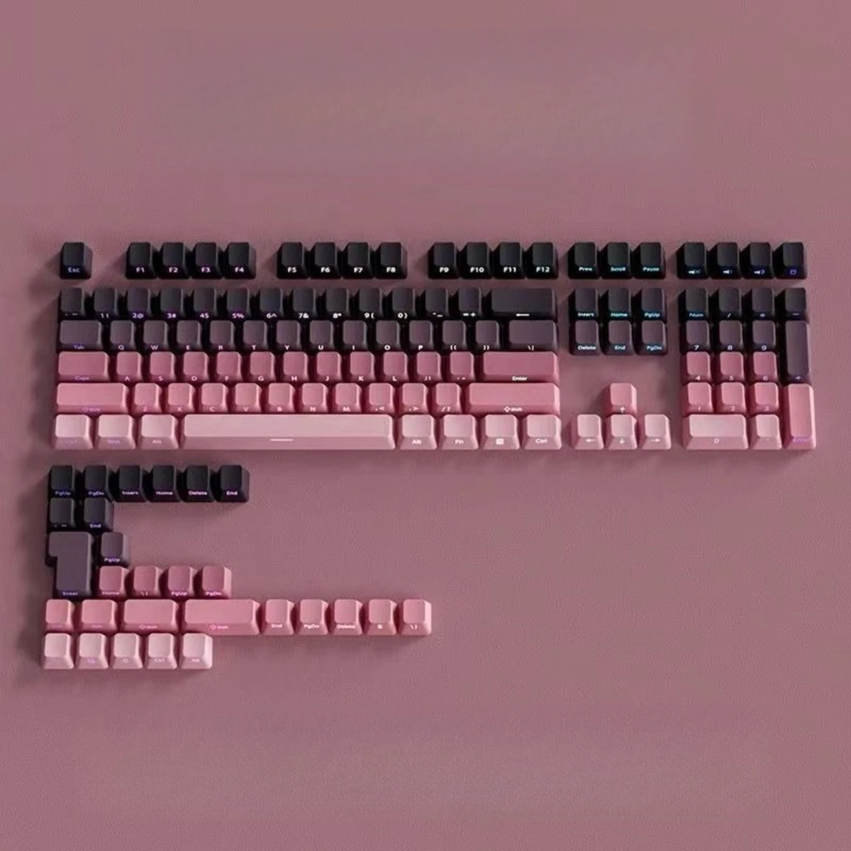 Gradient Color Keycaps 130 Keys Cherry Profile PBT Side Print for MX Mechanical Keyboard Gaming Custom Ombre Replacement Set