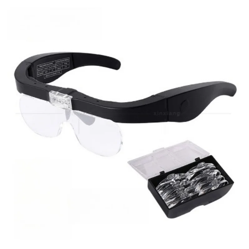 

1.5X-5.0X Head-Mounted For Reading Repair USB Rechargeable Magnifying Glasses with LED Lights Magnifier Helping Hands Loupe