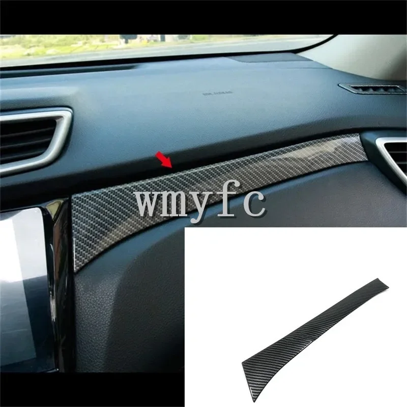 For Nissan Qashqai J11 Rogue Sport 2014-2017 Accessories Car Central Control Panel Strip Cover Trim Car styling ABS Carbon Fibre